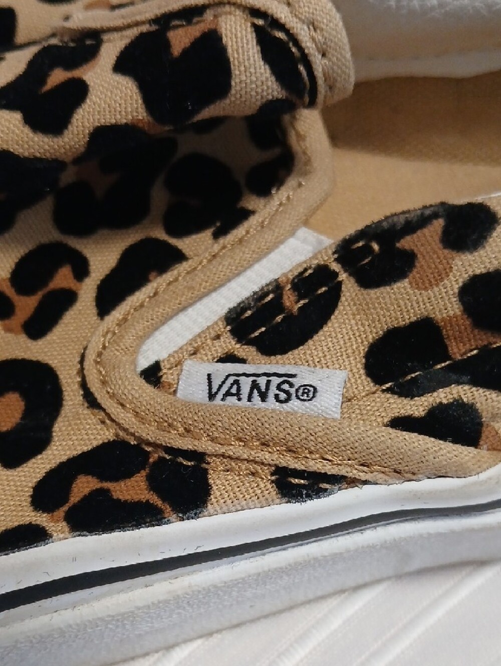 Vans Leopard Print Slip-On Sneakers - Tan & Black - Picture 2 of 6